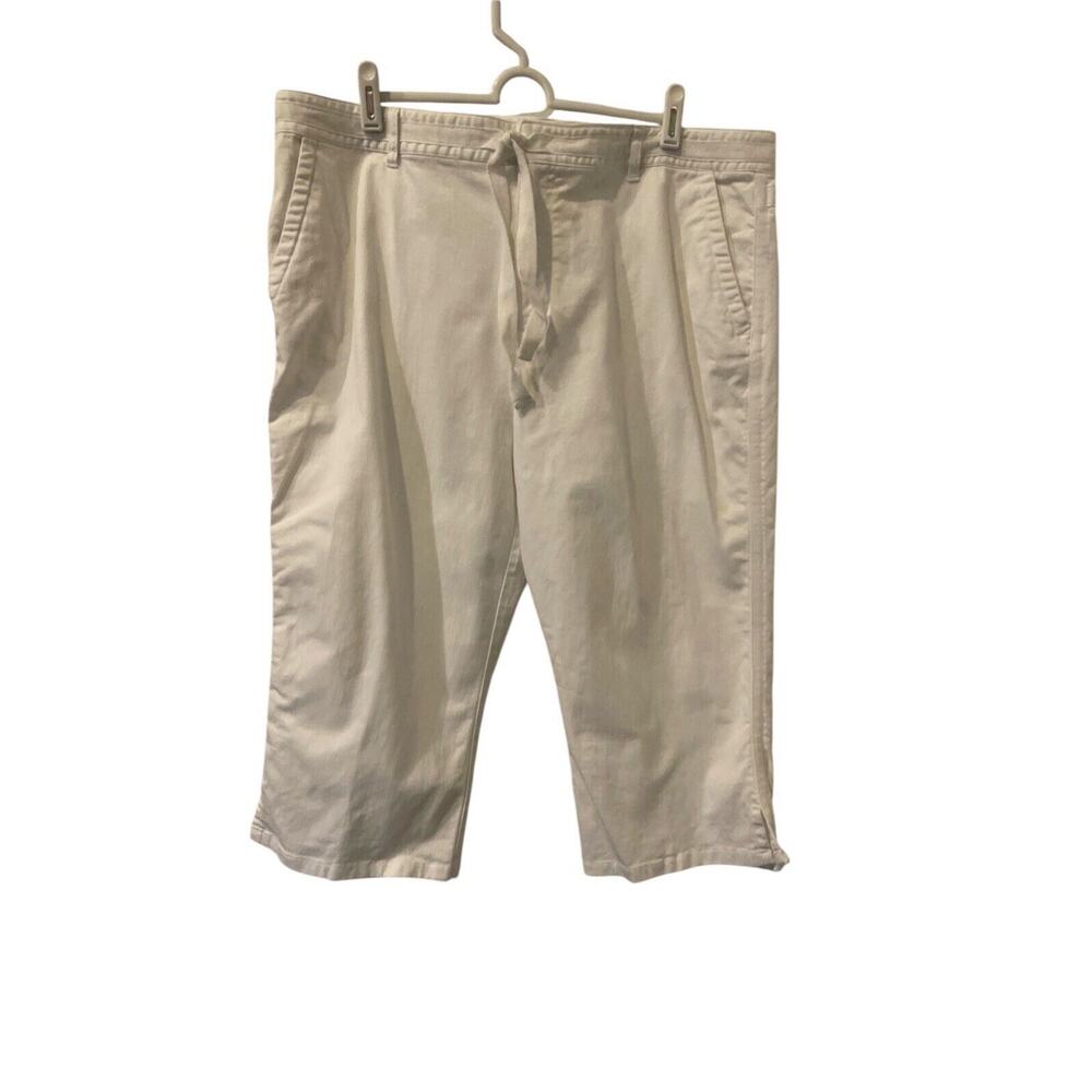 Apostrophe Stretch Women 18 White DenimCapris Pants With Tie & Pockets